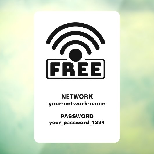 無料のWIFI Connectネットワークとパスワードホワイト ウィンドウサイン (シート3)