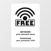 無料のWIFI Connectネットワークとパスワードホワイト ウィンドウサイン (シート)