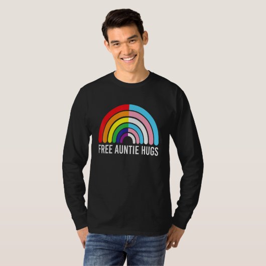 無料アウンティハグレインボートランスジェンダー国旗Lgbtq Ga Tシャツ (正面フル)