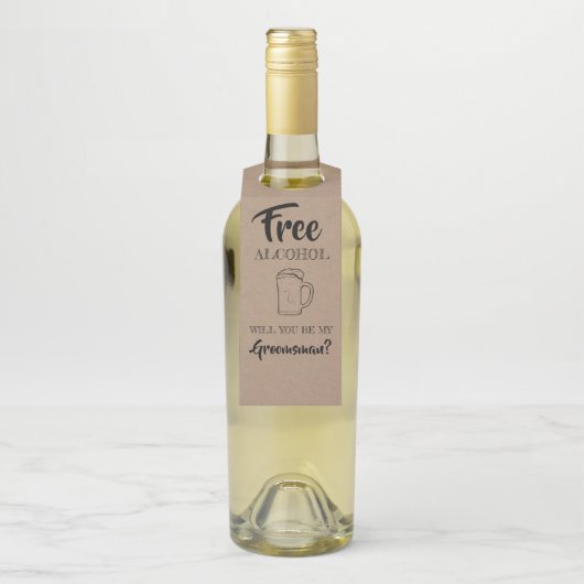 無料アルコール – おもしろい Groomsmen Proposal ボトルネックタグ (ボトル)