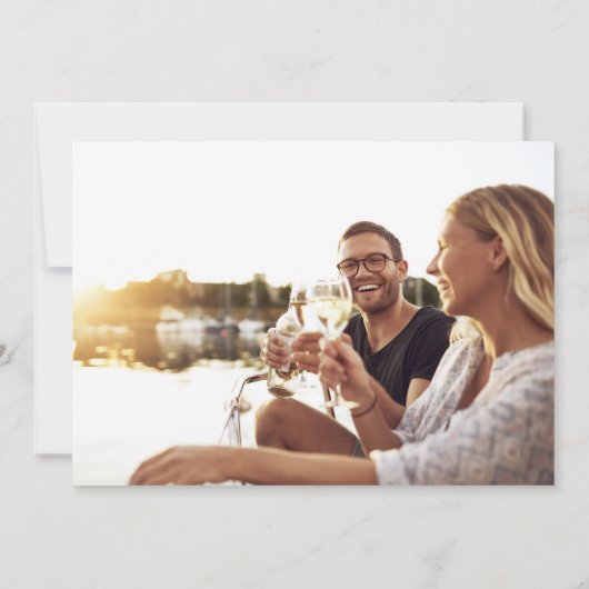 無料カジュアルドリンクおもしろい写真結婚の セーブザデート (裏面)