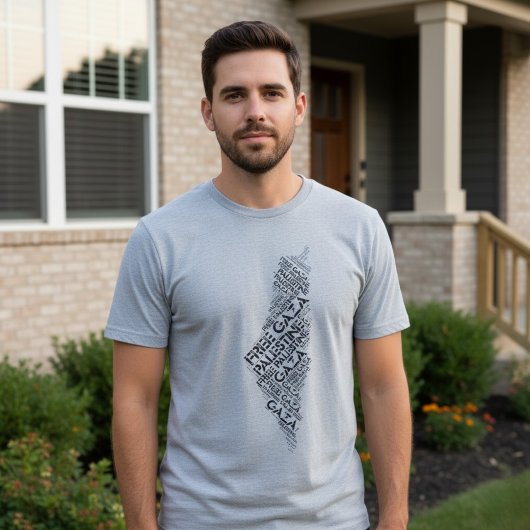 無料ガザ無料パレスチナ地図クラウドワード Tシャツ
