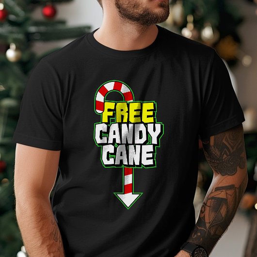 無料キャンディーケーンおもしろいクリスマス Tシャツ