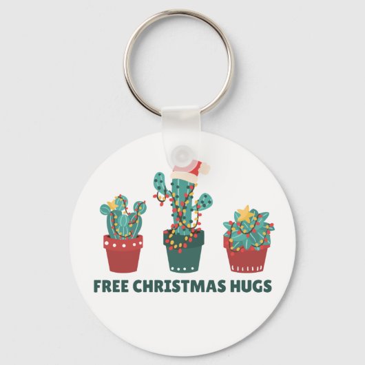無料クリスマスハグサボスおもしろい植物キーチェーン キーホルダー (正面)