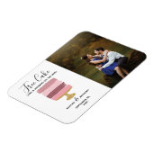 無料ケーキおもしろい写真モダン結婚式の日付保存 マグネット (左側)