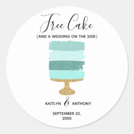 無料ケーキおもしろい写真モダン結婚式の日付保存 ラウンドシール