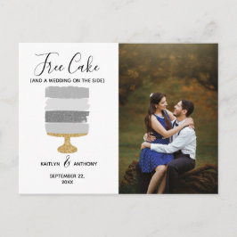 無料ケーキおもしろい写真モダン結婚式の日付保存 案内ポストカード