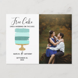 無料ケーキおもしろい写真モダン結婚式の日付保存 案内ポストカード