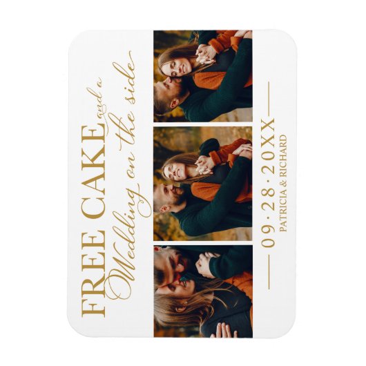 無料ケーキおもしろい結婚式の日付を保存する3写真 マグネット (縦)