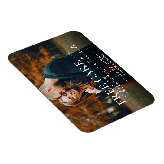 無料ケーキおもしろい結婚式の日付写真マグネットを保存 マグネット (右側)