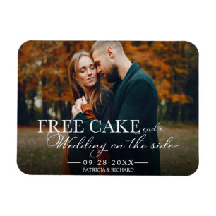 無料ケーキの面白い結婚式の案内状フォトマグネット マグネット