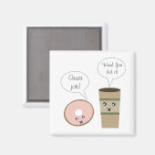 無料コーヒーとドーナツマグネット マグネット (正面/裏面)