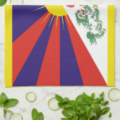 無料チベット国旗 キッチンタオル (折り畳み)