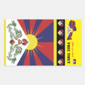 無料チベット&チベット国旗、地図、ハート/チベット 長方形シール (正面)