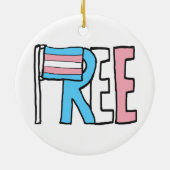 無料トランス権利フラグ セラミックオーナメント (裏面)