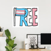 無料トランス権利フラグ ポスター (ホームオフィス)