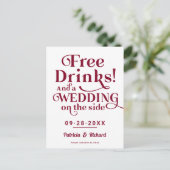 無料ドリンクおもしろいウェディングカジュアル日付を保存 ポストカード (スタンド正面)