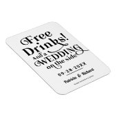無料ドリンクおもしろいウェディングカジュアル日付を保存 マグネット (右側)