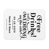 無料ドリンクおもしろいウェディングカジュアル日付を保存 マグネット (横)