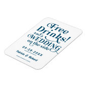 無料ドリンクおもしろいウェディングカジュアル日付を保存 マグネット (左側)