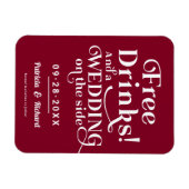 無料ドリンクおもしろいウェディングカジュアル日付を保存 マグネット (横)