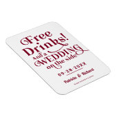 無料ドリンクおもしろいウェディングカジュアル日付を保存 マグネット (右側)