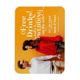 無料ドリンクおもしろいウェディングカジュアル日付を保存 マグネット