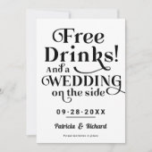 無料ドリンクおもしろいウェディングカジュアル日付を保存 招待状 (正面)