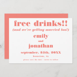 無料ドリンクおもしろいコーラルウェディング日付を保存 セーブザデート