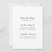 無料ドリンクおもしろいブラック&ホワイト日付カードを保存 招待状 (裏面)