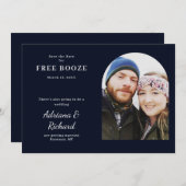 無料ドリンクおもしろい写真の結婚式の日付を保存 セーブザデート (正面/裏面)