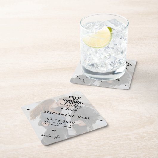 無料ドリンクおもしろい写真の結婚式の日付を保存 ペーパーコースター (インサイチュ)