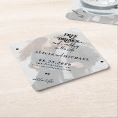 無料ドリンクおもしろい写真の結婚式の日付を保存 ペーパーコースター (アングル)