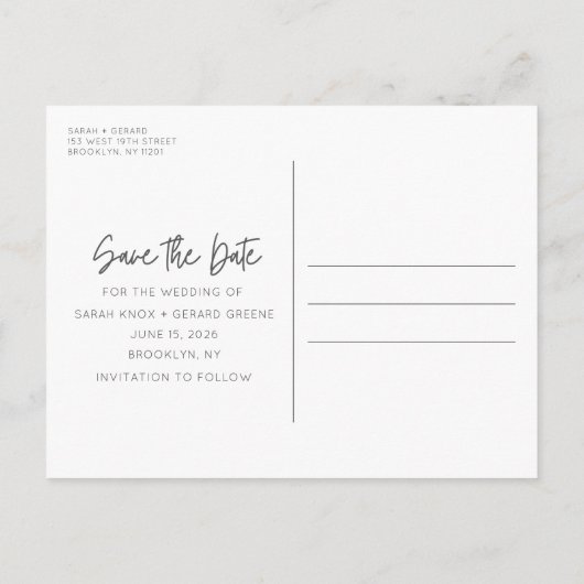 無料ドリンクおもしろい写真の結婚式の日付を保存 案内ポストカード (裏面)