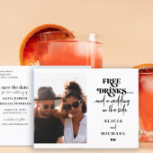 無料ドリンクおもしろい写真の結婚式の日付を保存 案内ポストカード