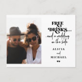 無料ドリンクおもしろい写真の結婚式の日付を保存 案内ポストカード (正面)