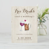 無料ドリンクおもしろい日付カードの保存 招待状 (スタンド正面)