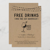 無料ドリンクと楽しい披露宴のみの招待状 招待状 (正面/裏面)
