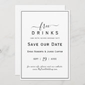 無料ドリンクのご案内カード セーブザデート (正面/裏面)