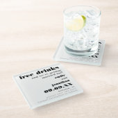無料ドリンクを取得する結婚ホワイト日付を保存 ガラスコースター (アングル)