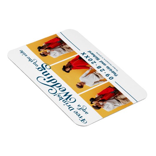 無料ドリンクウェディング日付3フォトマグネットを保存 マグネット (右側)