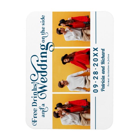 無料ドリンクウェディング日付3フォトマグネットを保存 マグネット (縦)