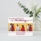 無料ドリンクカジュアル結婚式の日付を保存する3写真 ポストカード (スタンド正面)