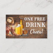 無料ドリンクカントリーパーティーカードまたはチケット 割引カード (正面)
