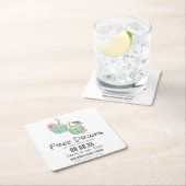 無料ドリンクココナッツビーチ結婚式保存日 スクエアペーパーコースター (インサイチュ)
