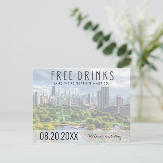 無料ドリンクシカゴスカイラインウェディング日付を保存 案内ポストカード (スタンド正面)
