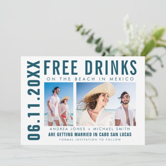 無料ドリンクフォトメキシコビーチ結婚式 案内状 (スタンド正面)