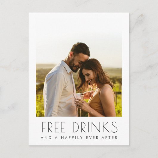 無料ドリンクワイナリー結婚式の日付を保存 案内ポストカード (正面)