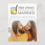 無料ドリンク予算の結婚式の日付を保存 案内ポストカード (正面)