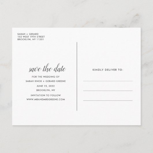 無料ドリンク写真おもしろい結婚式の日付を保存 案内ポストカード (裏面)